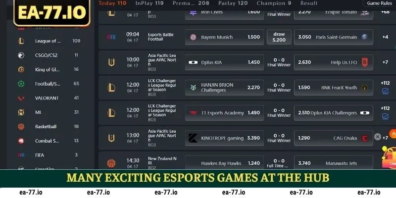 Many exciting eSports games at the hub