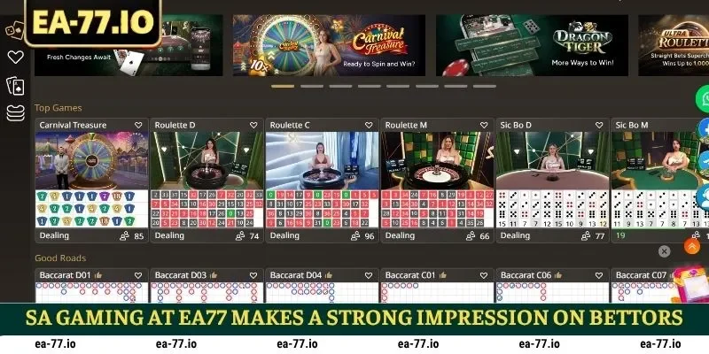 SA Gaming at EA77 makes a strong impression on bettors