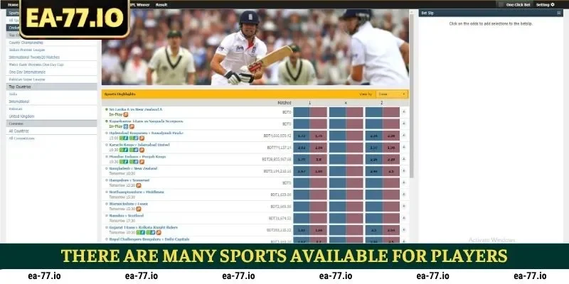 There are many sports available for players