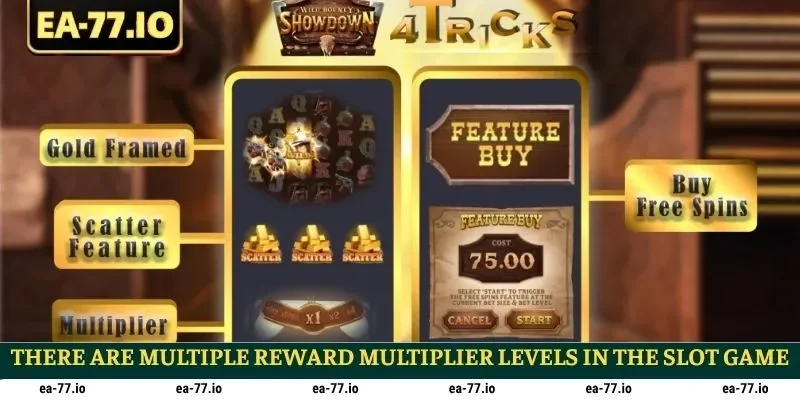 There are multiple reward multiplier levels in the slot game